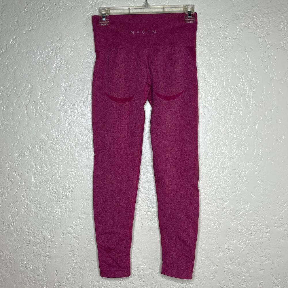 NVTGN Women's Maroon Pink Curve Seamless High Waisted Leggings Size Medium - Picture 3 of 7